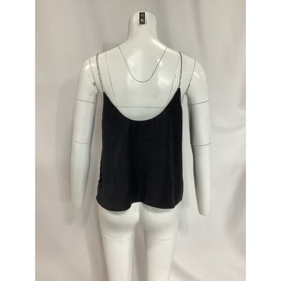 Solid & Striped 'The Rosetta' Black V Neck Crystal Embellished Straps Top Size L - Picture 3 of 4